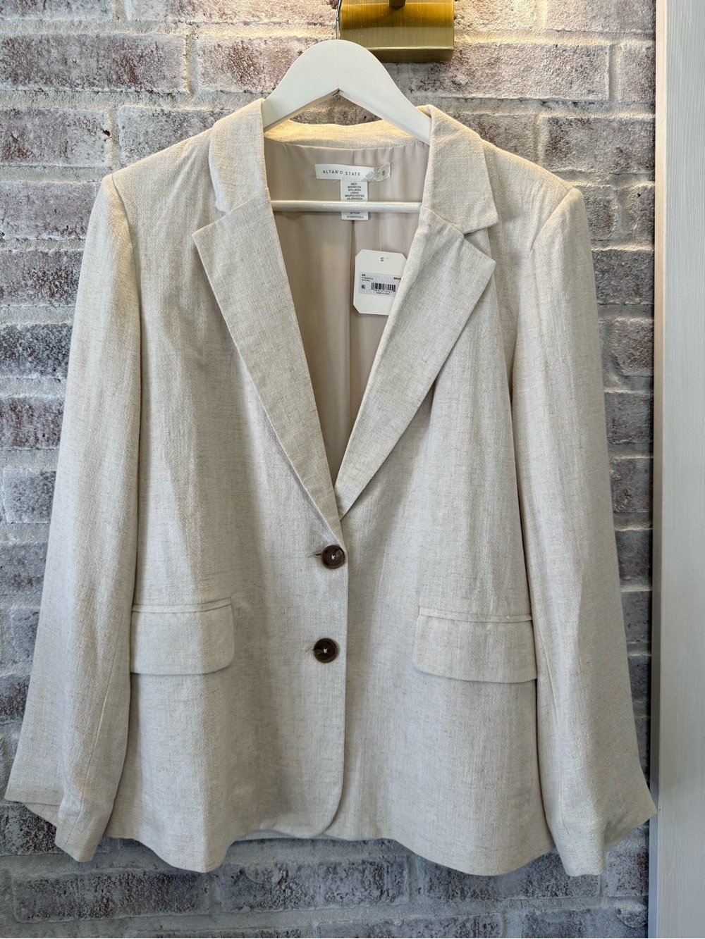 NWT Altar’d State Cream Linen-Blend Blazer - Classic Tailored Jacket